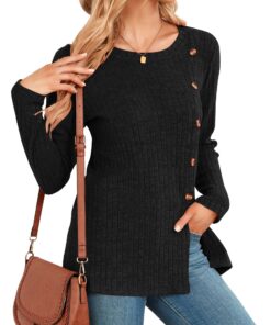 NARRAME Pull Femme Tunique Longues Manches Boutons Fente Devant OEKO-TEX STANDARD 100