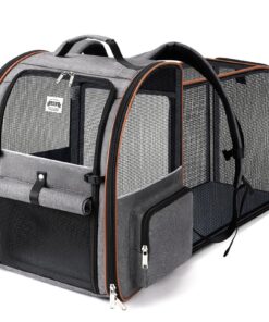 Lekebobor Grand sac à dos extensible pour chien gris pour voyage et randonnée