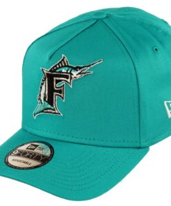 New Era Miami Marlins MLB Turquoise 9Forty A-Frame Adjustable Youth Cap - Taille Unique - Chapeau Baseball Adolescent -