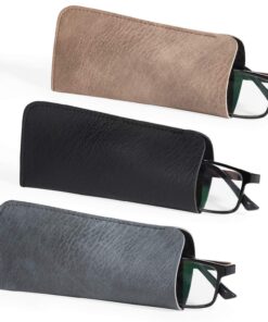 Étui Hifot Lunettes Souple 3 Pièces PU Cuir Boitier Femmes Hommes Enfants Lecture Sac