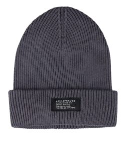 Levi's Bonnet Classique en Tricot à Revers Anthracite pour Toutes les Saisons, Chaude et Comfortable, Taille Unique
