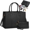 NEWHEY Sac Cabas Femme 15,6 Pouces École Bureau Voyage Affaires Cuir PUavec Pochette Sac à bandoulière