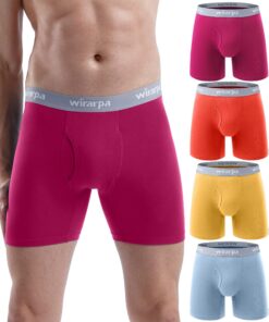Wirarpa Boxer Homme Coton Lot de 4 Élastique Confortable Braguette Ouverte