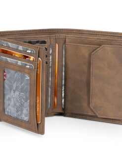 TEEHON Portefeuille en Cuir pour Homme avec Boite Cadeau – Marron | 12 Emplacements pour Cartes | Blocage RFID | Sac à M