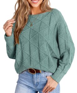 Pull en tricot pour femme - Motif triangulaire - Automne et Automne / Hiver - Tricot fin - Hauts décontractés