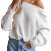 CUPSHE Robe pull à manches longues Blanc pour femme Femme élégante robe longue confortable 100% coton 2023 tendance