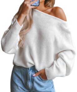 CUPSHE Robe pull à manches longues Blanc pour femme Femme élégante robe longue confortable 100% coton 2023 tendance