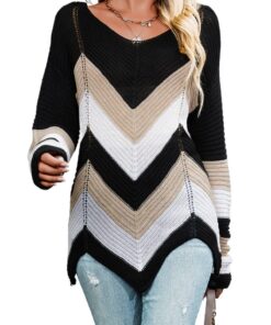 CUPSHE Pull ample pour Femme - Pull D'Hiver Encolure Dégagée Épaules Tombantes Noir 80% Acrylique 20% Polyester - L