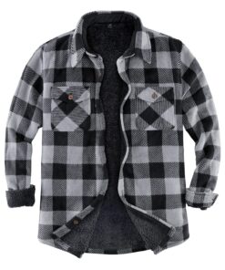 ZENTHACE Veste-chemise chaude à carreaux en flanelle doublée de sherpa pour homme - Chaude et pratique pour le travail -