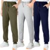 BIG ELEPHANT Lot de 3 Pantalons de survêtement athlétiques pour garçons jeunes Lots de Pantalons de Jogging en Coton ave