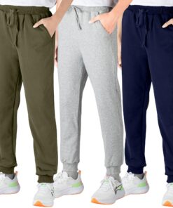 BIG ELEPHANT Lot de 3 Pantalons de survêtement athlétiques pour garçons jeunes Lots de Pantalons de Jogging en Coton ave