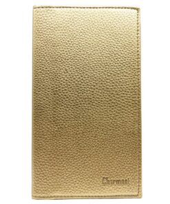 Charmoni Etui Porte-chéquier en Cuir Vachette Doré - Fonctionnel pour Femmes - 2 Emplacements Carte Crédit - Idéal pour