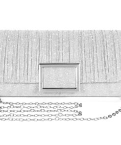 BAIGIO Sac à Main Élégant Brillant, Poche Élégante pour Mariage et Soirée, Petit Sac en Argent avec Chaîne pour Femme