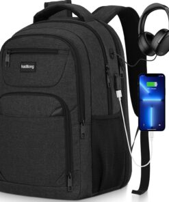 Kadilong Sac à dos robuste pour ordinateur portable de 17,3" pour homme, résistant à l'eauavec port USB, sac d'ordinateu