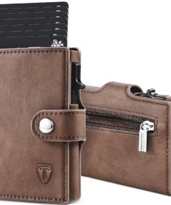 TENBST Portefeuille en Cuir pour Homme avec Blocage RFID, 8 Porte-Carte Crédit, Compartiment à Billets et Poche à Monnai