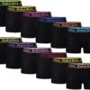 DOLCE ENVY Lot de 12 boxers confortables en coton doux pour homme rehaussez votre collection de sous-vêtements avec des
