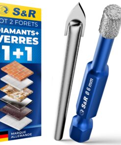 S&R Forets Diamant 6mm - Lot de 2 : Foret Diamant + Foret Carbure pour Céramique et Grès - Idéal pour Marbre, Carrelage,