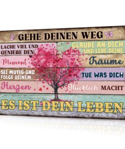 Affiche Putuo Decor Plaque Motivante « Gehe deinen Weg » Tôle Joie de Vivre Motivation
