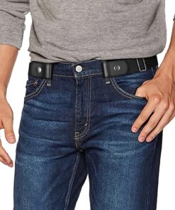 JASGOOD Ceinture Homme Ajustable sans Boucle Métallique, Ceinture Sécurité Aéroport Passe Rapide, Idéale pour Voyage et