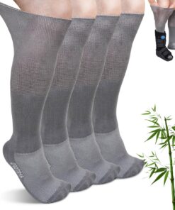 ZAKASA Chaussettes Diabétiques Femme Homme：Souliers en bambou haute sans élasticité pour pieds enflés, confortables et s