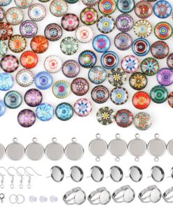 Hifot Kit de fabrication bijoux pour adultes 100 pièces cabochons 12mm plateaux bricolage créationbijoux