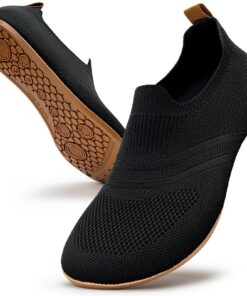 KOWAYI Pantoufles pieds nus - Chaussons antidérapants fermés pour la maison - Noir - Adulte - Taille Unique - Cuir - Con