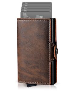 Portefeuille AISIR Homme Brun Miniwallet avec Pince à Billets et Compartiment à Monnaie