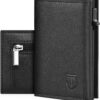 TEEHON Portefeuille Élégant en Cuir pour Homme - Protège-CRD RFID, Poche à Monnaie et Billets - Noir
