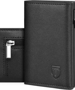 TEEHON Portefeuille Élégant en Cuir pour Homme - Protège-CRD RFID, Poche à Monnaie et Billets - Noir