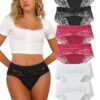 Hialegion Femmes Taille Haute sous-vêtements Sexy Dentelle Culotte Ensemble Complet Plus Taille Culotte à Fond Épais Mul