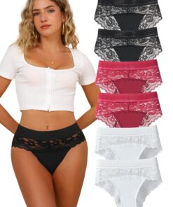 Hialegion Femmes Taille Haute sous-vêtements Sexy Dentelle Culotte Ensemble Complet Plus Taille Culotte à Fond Épais Mul