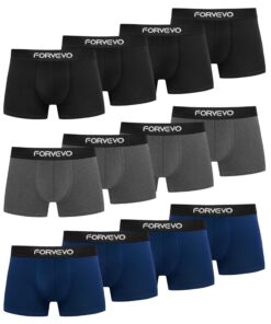 Caleçons FORVEVO Homme en Coton Lot de 12, Respirants sans Étiquette pour Usage Quotidien Doux et Élastiques