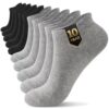 YouShow 10 Paires Chaussettes Basses Homme Femme Coton - Socquettes Respirantes Antidérapantes, Noir/Blanc/Gris, Taille