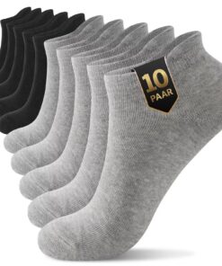 YouShow 10 Paires Chaussettes Basses Homme Femme Coton - Socquettes Respirantes Antidérapantes, Noir/Blanc/Gris, Taille