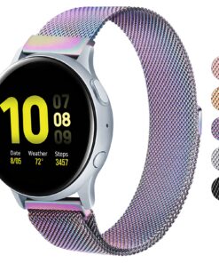 Bracelet Wanme en acier inoxydable pour Galaxy Watch Active 2 et Galaxy Watch 3 44 mm, 40 mm et 41 mm, 20 mm