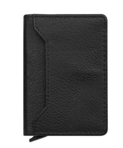 The Wallet Store Portefeuille fin RFID protégé - Portefeuille unisexe en métal avec emplacements cartes bancaires, Noir,