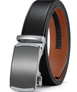 CHAOREN Ceinture Hommes Sans Boucle - Ceinture Automatique en Cuir Ajustable pour Homme - Taille Large de 35 mm
