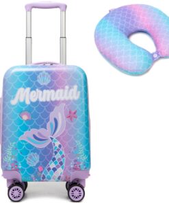 Valise HTgroce Enfants Rigide ABS Voyage Sirène 4 Roues Poignée Extensible