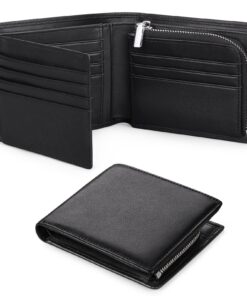 Portefeuille SENDEFN en Cuir Véritable avec Protection RFID pour Hommes avec 15 Portes Carte Crédit et Poche à Glissière