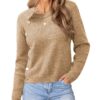CUPSHE Pull tendance à manches longues et col rond pour femme en coton organique durable et confortable bied pour tout t