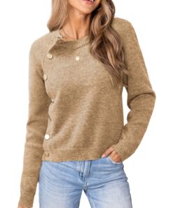 CUPSHE Pull tendance à manches longues et col rond pour femme en coton organique durable et confortable bied pour tout t