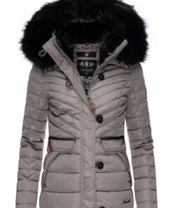 Veste d'hiver matelassée Navahoo Wisteria pour femme with capuche amovible en fausse fourrure chaud et confortable