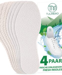 TULMERO Lot de 4 paires de semelles pieds nus fraîches anti-transpirations - Perforées pour réduire les odeurs - Taille