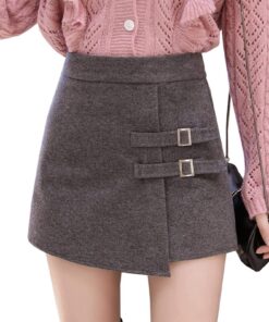 Beau Kilt Écossais Haute Taille Noire Jupes Courtes Femmes Automne Hiver Mode Coréenne Mini Jupes