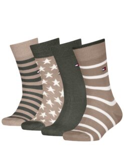 Tommy Hilfiger Breton Stripe Stars Classical Sock (Lot de 4) Populaire Chevauche Enfant Événements Courants Élémentsdist
