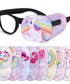 Hifot Cache Oeil Enfant Filles | Licorne Sirène Réutilisable | Orthoptiste Amblyopie Strabisme 8 Pièces Cache-œil Medica