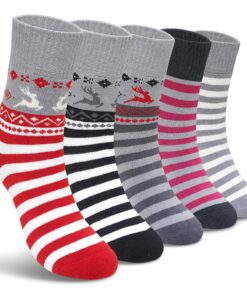 Chaussettes chaudes hiver PUTUO femme: chaussettes thermiques avec motif animal pour femme, taille 39-42, 5 paires