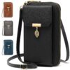 VOBUKE Pochette Téléphone Portable en Cuir pour Femme - RFID Blocage - 12 Porte Carte - Compatible Téléphone < 7,2 Pouce