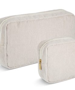 Huiguli Traversin en Velours Côtelé pour Trousse de Maquillage Femmes Beige