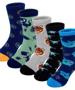 Chaussettes LOFIR en Coton Sans Coutures pour Garçons - 5 Paires Socquettes Rigolotes Animaux OEKO-TEX Stadium 100 Fête